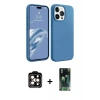 MARSİLYAN™- iPhone 15 Pro Max Kılıf Kozmos Yansıma Özel Seri - Şeffaf 360 Full Body Arka Koruyucu + PVD Metal Kamera Lens - TU