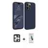 MARSİLYAN™- iPhone 15 Pro Max Kılıf Kozmos Yansıma Özel Seri - Şeffaf Pasifik Cam Ekran Koruyucu + Gümüş PVD Metal Kamera Lens
