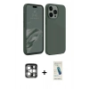 MARSİLYAN™- iPhone 15 Pro Max Kılıf Kozmos Yansıma Özel Seri - Şeffaf Pasifik Cam Ekran Koruyucu + Gümüş PVD Metal Kamera Lens