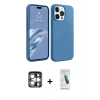 MARSİLYAN™- iPhone 15 Pro Max Kılıf Kozmos Yansıma Özel Seri - Şeffaf Pasifik Cam Ekran Koruyucu + Gümüş PVD Metal Kamera Lens