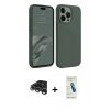 MARSİLYAN™- iPhone 15 Pro Max Kılıf Kozmos Yansıma Özel Seri - Şeffaf Pasifik Cam Ekran Koruyucu + Gümüş Raze Metal Kamera Lens