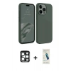MARSİLYAN™- iPhone 15 Pro Max Kılıf Kozmos Yansıma Özel Seri - Şeffaf Pasifik Cam Ekran Koruyucu + Lacivert PVD Metal Kamera Lens