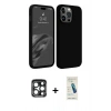 MARSİLYAN™- iPhone 15 Pro Max Kılıf Kozmos Yansıma Özel Seri - Şeffaf Pasifik Cam Ekran Koruyucu + Lacivert PVD Metal Kamera Lens