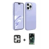 MARSİLYAN™- iPhone 15 Pro Max Kılıf Kozmos Yansıma Özel Seri - Siyah 360 Mat Full Body Arka Koruyucu + Gümüş PVD Metal Kamera Lens