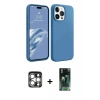 MARSİLYAN™- iPhone 15 Pro Max Kılıf Kozmos Yansıma Özel Seri - Siyah 360 Mat Full Body Arka Koruyucu + Gümüş PVD Metal Kamera Lens