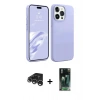 MARSİLYAN™- iPhone 15 Pro Max Kılıf Kozmos Yansıma Özel Seri - Siyah 360 Mat Full Body Arka Koruyucu + Gümüş Raze Metal Kamera Lens