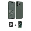 MARSİLYAN™- iPhone 15 Pro Max Kılıf Kozmos Yansıma Özel Seri - Siyah 360 Mat Full Body Arka Koruyucu + PVD Metal Kamera Lens - SH