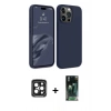 MARSİLYAN™- iPhone 15 Pro Max Kılıf Kozmos Yansıma Özel Seri - Siyah 360 Mat Full Body Arka Koruyucu + PVD Metal Kamera Lens - SH