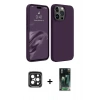 MARSİLYAN™- iPhone 15 Pro Max Kılıf Kozmos Yansıma Özel Seri - Siyah 360 Mat Full Body Arka Koruyucu + PVD Metal Kamera Lens - SH