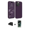 MARSİLYAN™- iPhone 15 Pro Max Kılıf Kozmos Yansıma Özel Seri - Siyah 360 Mat Full Body Arka Koruyucu + Raze Metal Kamera Lens - SH