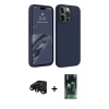MARSİLYAN™- iPhone 15 Pro Max Kılıf Kozmos Yansıma Özel Seri - Siyah 360 Mat Full Body Arka Koruyucu + Raze Metal Kamera Lens - SH