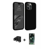MARSİLYAN™- iPhone 15 Pro Max Kılıf Kozmos Yansıma Özel Seri - Siyah 360 Mat Full Body Arka Koruyucu + Raze Metal Kamera Lens - SH