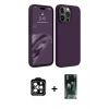 MARSİLYAN™- iPhone 15 Pro Max Kılıf Kozmos Yansıma Özel Seri - Siyah 360 Mat Full Body Arka Koruyucu + PVD Metal Kamera Lens - TU