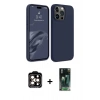MARSİLYAN™- iPhone 15 Pro Max Kılıf Kozmos Yansıma Özel Seri - Siyah 360 Mat Full Body Arka Koruyucu + PVD Metal Kamera Lens - TU
