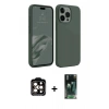 MARSİLYAN™- iPhone 15 Pro Max Kılıf Kozmos Yansıma Özel Seri - Siyah 360 Mat Full Body Arka Koruyucu + PVD Metal Kamera Lens - TU