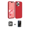 MARSİLYAN™- iPhone 15 Pro Max Kılıf Kozmos Yansıma Özel Seri - Siyah 3D Antistatik Hayalet Cam Ekran Koruyucu + PVD Metal Kamera Lens - GI