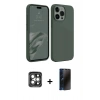 MARSİLYAN™- iPhone 15 Pro Max Kılıf Kozmos Yansıma Özel Seri - Siyah 3D Antistatik Hayalet Cam Ekran Koruyucu + PVD Metal Kamera Lens - GI