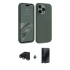 MARSİLYAN™- iPhone 15 Pro Max Kılıf Kozmos Yansıma Özel Seri - Siyah 3D Antistatik Hayalet Cam Ekran Koruyucu + Raze Metal Kamera Lens - SH