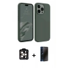 MARSİLYAN™- iPhone 15 Pro Max Kılıf Kozmos Yansıma Özel Seri - Siyah 3D Antistatik Hayalet Cam Ekran Koruyucu + PVD Metal Kamera Lens - TU