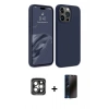 MARSİLYAN™- iPhone 15 Pro Max Kılıf Kozmos Yansıma Özel Seri - Siyah 3D Antistatik Hayalet Cam Ekran Koruyucu + PVD Metal Kamera Lens - GI