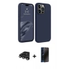 MARSİLYAN™- iPhone 15 Pro Max Kılıf Kozmos Yansıma Özel Seri - Siyah 3D Antistatik Hayalet Cam Ekran Koruyucu + Raze Metal Kamera Lens - TMGI