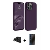 MARSİLYAN™- iPhone 15 Pro Max Kılıf Kozmos Yansıma Özel Seri - Siyah 3D Antistatik Hayalet Cam Ekran Koruyucu + Raze Metal Kamera Lens - SH