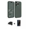 MARSİLYAN™- iPhone 15 Pro Max Kılıf Kozmos Yansıma Özel Seri - Siyah 3D Antistatik Hayalet Cam Ekran Koruyucu + Raze Metal Kamera Lens - TMGI