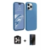 MARSİLYAN™- iPhone 15 Pro Max Kılıf Kozmos Yansıma Özel Seri - Siyah 3D Antistatik Hayalet Cam Ekran Koruyucu + PVD Metal Kamera Lens - TU