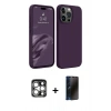 MARSİLYAN™- iPhone 15 Pro Max Kılıf Kozmos Yansıma Özel Seri - Siyah 3D Antistatik Hayalet Cam Ekran Koruyucu + Gümüş PVD Metal Kamera Lens