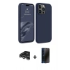 MARSİLYAN™- iPhone 15 Pro Max Kılıf Kozmos Yansıma Özel Seri - Siyah 3D Antistatik Hayalet Cam Ekran Koruyucu + Raze Metal Kamera Lens - GS