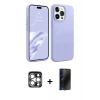 MARSİLYAN™- iPhone 15 Pro Max Kılıf Kozmos Yansıma Özel Seri - Siyah 3D Antistatik Hayalet Cam Ekran Koruyucu + Gümüş PVD Metal Kamera Lens