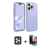 MARSİLYAN™- iPhone 15 Pro Max Kılıf Kozmos Yansıma Özel Seri - Siyah 3D Antistatik Mat Seramik Nano Ekran Koruyucu + PVD Metal Kamera Lens - SH