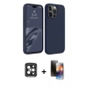 MARSİLYAN™- iPhone 15 Pro Max Kılıf Kozmos Yansıma Özel Seri - Siyah 3D Antistatik Mat Seramik Nano Ekran Koruyucu + PVD Metal Kamera Lens - SH