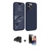 MARSİLYAN™- iPhone 15 Pro Max Kılıf Kozmos Yansıma Özel Seri - Siyah 3D Antistatik Mat Seramik Nano Ekran Koruyucu + Raze Metal Kamera Lens - GS
