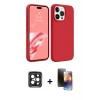 MARSİLYAN™- iPhone 15 Pro Max Kılıf Kozmos Yansıma Özel Seri - Siyah 3D Antistatik Mat Seramik Nano Ekran Koruyucu + PVD Metal Kamera Lens - SH