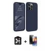 MARSİLYAN™- iPhone 15 Pro Max Kılıf Kozmos Yansıma Özel Seri - Siyah 3D Antistatik Mat Seramik Nano Ekran Koruyucu + PVD Metal Kamera Lens - TU
