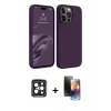 MARSİLYAN™- iPhone 15 Pro Max Kılıf Kozmos Yansıma Özel Seri - Siyah 3D Antistatik Mat Seramik Nano Ekran Koruyucu + PVD Metal Kamera Lens - SH