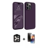 MARSİLYAN™- iPhone 15 Pro Max Kılıf Kozmos Yansıma Özel Seri - Siyah 3D Antistatik Mat Seramik Nano Ekran Koruyucu + PVD Metal Kamera Lens - TU