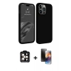 MARSİLYAN™- iPhone 15 Pro Max Kılıf Kozmos Yansıma Özel Seri - Siyah 3D Antistatik Mat Seramik Nano Ekran Koruyucu + PVD Metal Kamera Lens - TU