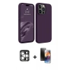 MARSİLYAN™- iPhone 15 Pro Max Kılıf Kozmos Yansıma Özel Seri - Siyah 3D Antistatik Mat Seramik Nano Ekran Koruyucu + PVD Metal Kamera Lens - GS