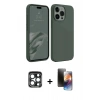 MARSİLYAN™- iPhone 15 Pro Max Kılıf Kozmos Yansıma Özel Seri - Siyah 3D Antistatik Mat Seramik Nano Ekran Koruyucu + PVD Metal Kamera Lens - LT
