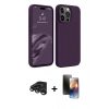 MARSİLYAN™- iPhone 15 Pro Max Kılıf Kozmos Yansıma Özel Seri - Siyah 3D Antistatik Mat Seramik Nano Ekran Koruyucu + Raze Metal Kamera Lens - TMGI