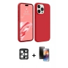 MARSİLYAN™- iPhone 15 Pro Max Kılıf Kozmos Yansıma Özel Seri - Siyah 3D Antistatik Mat Seramik Nano Ekran Koruyucu + Lacivert PVD Metal Kamera Lens