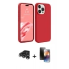 MARSİLYAN™- iPhone 15 Pro Max Kılıf Kozmos Yansıma Özel Seri - Siyah 3D Antistatik Mat Seramik Nano Ekran Koruyucu + Gümüş Raze Metal Kamera Lens