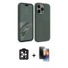 MARSİLYAN™- iPhone 15 Pro Max Kılıf Kozmos Yansıma Özel Seri - Siyah 3D Antistatik Mat Seramik Nano Ekran Koruyucu + PVD Metal Kamera Lens - TU