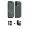 MARSİLYAN™- iPhone 15 Pro Max Kılıf Kozmos Yansıma Özel Seri - Siyah 3D Antistatik Mat Seramik Nano Ekran Koruyucu + PVD Metal Kamera Lens - GS