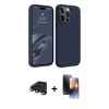 MARSİLYAN™- iPhone 15 Pro Max Kılıf Kozmos Yansıma Özel Seri - Siyah 3D Antistatik Mat Seramik Nano Ekran Koruyucu + Raze Metal Kamera Lens - TMGI