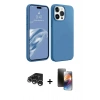 MARSİLYAN™- iPhone 15 Pro Max Kılıf Kozmos Yansıma Özel Seri - Siyah 3D Antistatik Mat Seramik Nano Ekran Koruyucu + Gümüş Raze Metal Kamera Lens