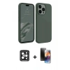 MARSİLYAN™- iPhone 15 Pro Max Kılıf Kozmos Yansıma Özel Seri - Siyah 3D Antistatik Mat Seramik Nano Ekran Koruyucu + PVD Metal Kamera Lens - SH