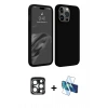 MARSİLYAN™- iPhone 15 Pro Max Kılıf Kozmos Yansıma Özel Seri - Siyah 3D Antistatik Seramik Nano Ekran Koruyucu + PVD Metal Kamera Lens - LT